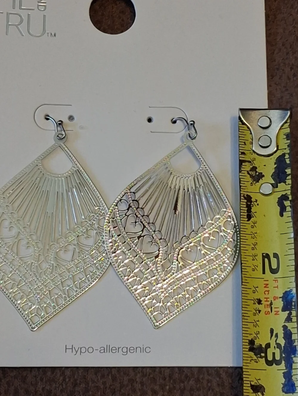 Time And Tru Silvertone Filigree Teardrop Hypoallergenic Earrings